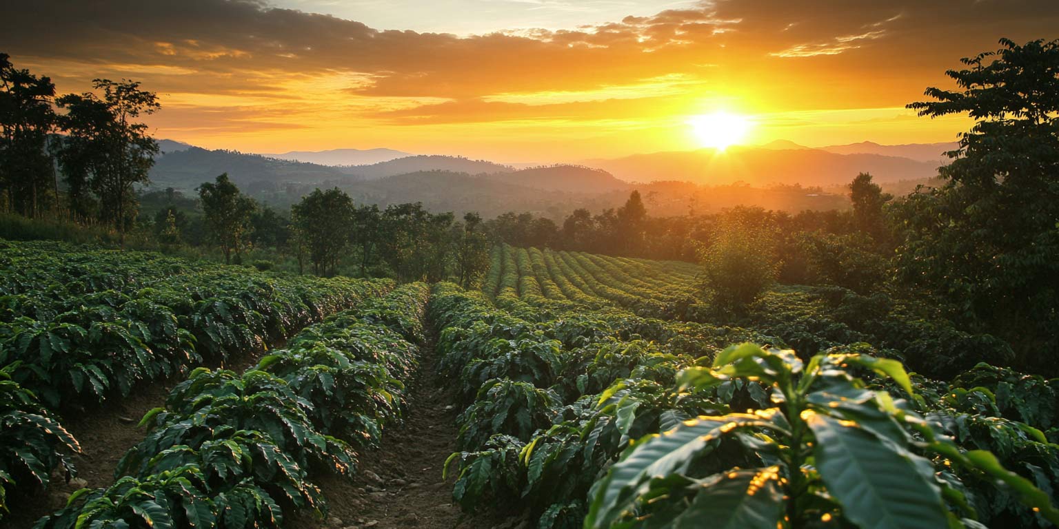 Coffee Field at Sunset