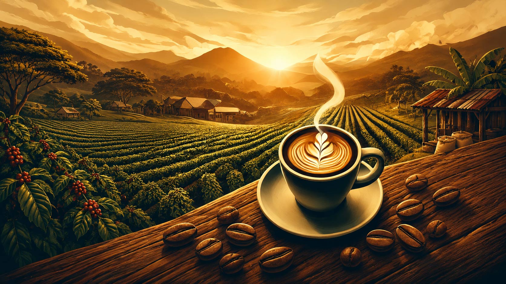Granos de café de El Salvador secándose en patios en las tierras altas de Santa Ana