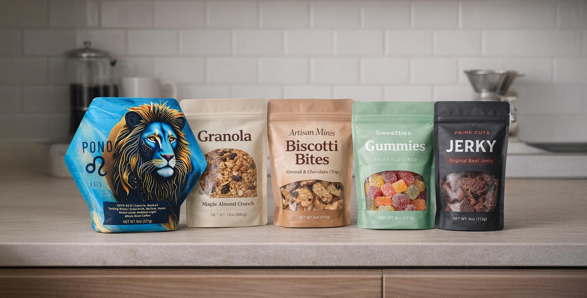Coffee Bag Style Pouches for Foods That Belong Nearby thumbnail