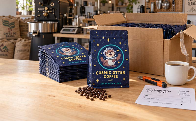 Pedido mínimo de bolsas de café