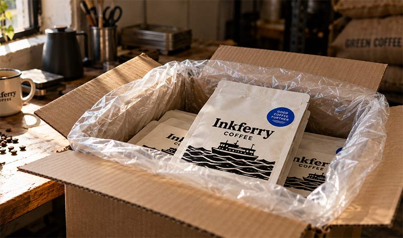 Olor en bolsas de café nuevas