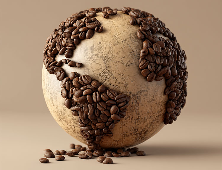 Globe made of Coffee Beans