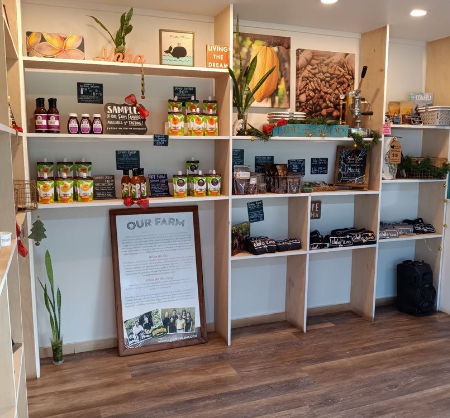 Kahuku Farms products on retail shelf.