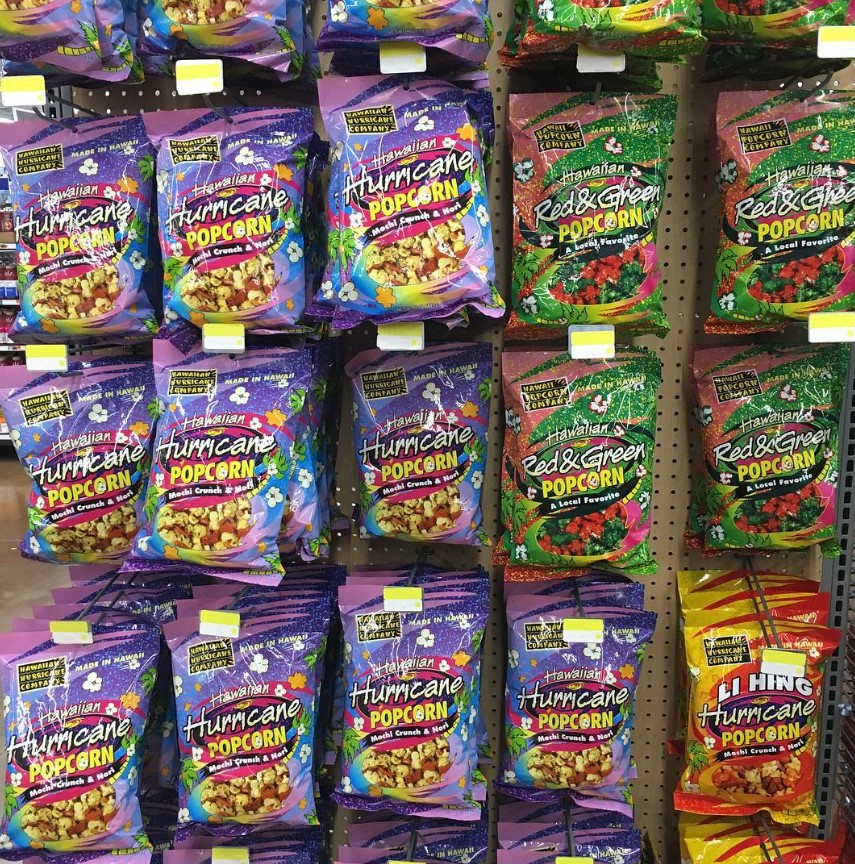 Hawaiian Hurricane Popcorn in stores.