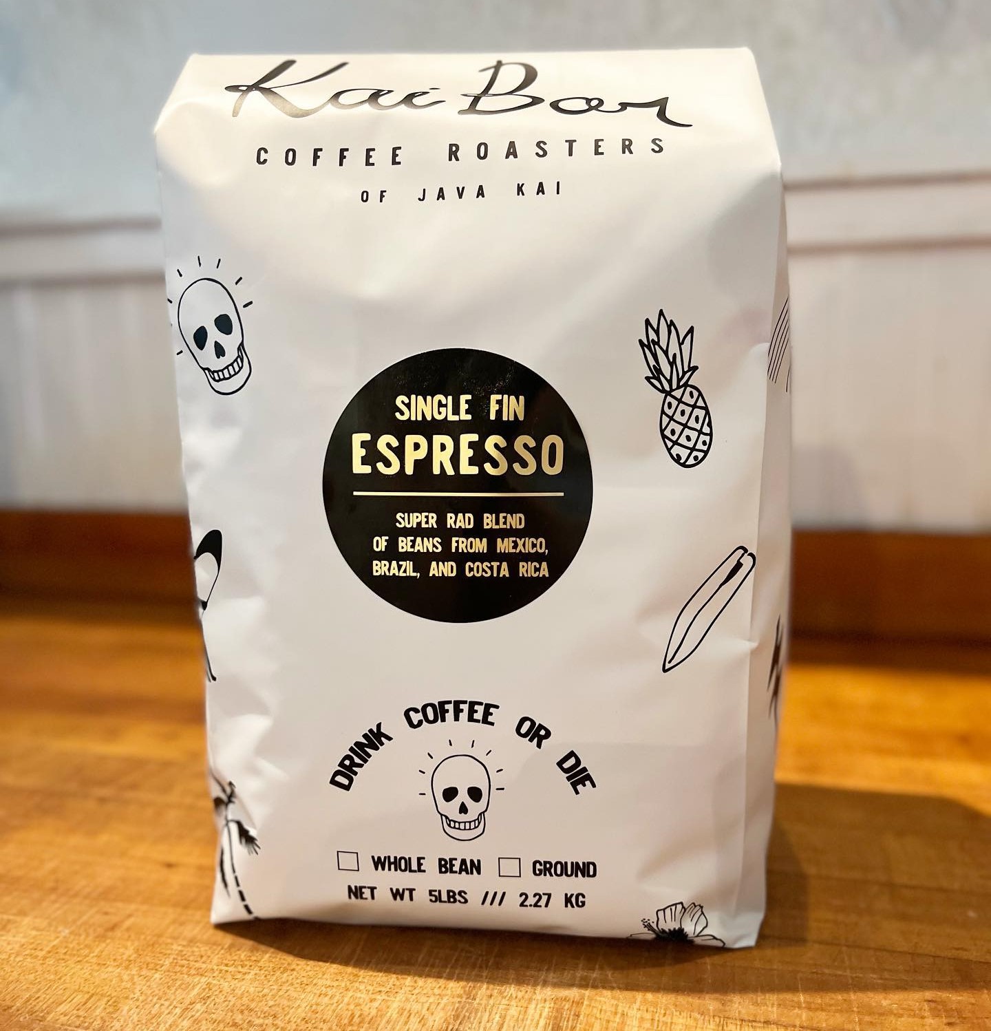 Java Kai Kauai 5lb coffee bag.