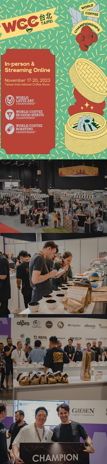 WCC Taipei Banner with Photos of 2022 Roasting Champ Felix Teiretzbacher